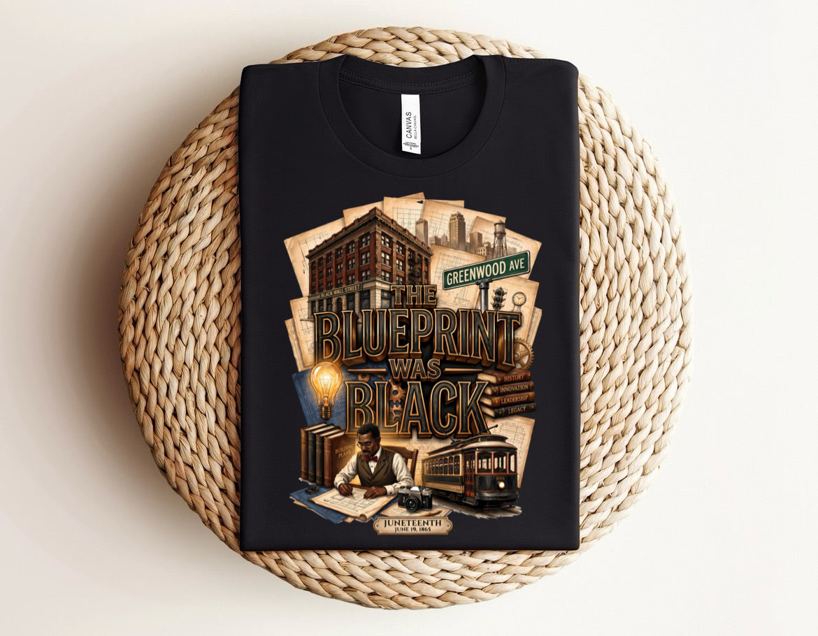 The blueprint was black T-shirt